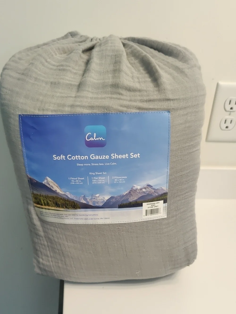 New!Calm Stone Gray Cotton Gauze Muslin Bedding King Set Soft Quilted Layers Y2